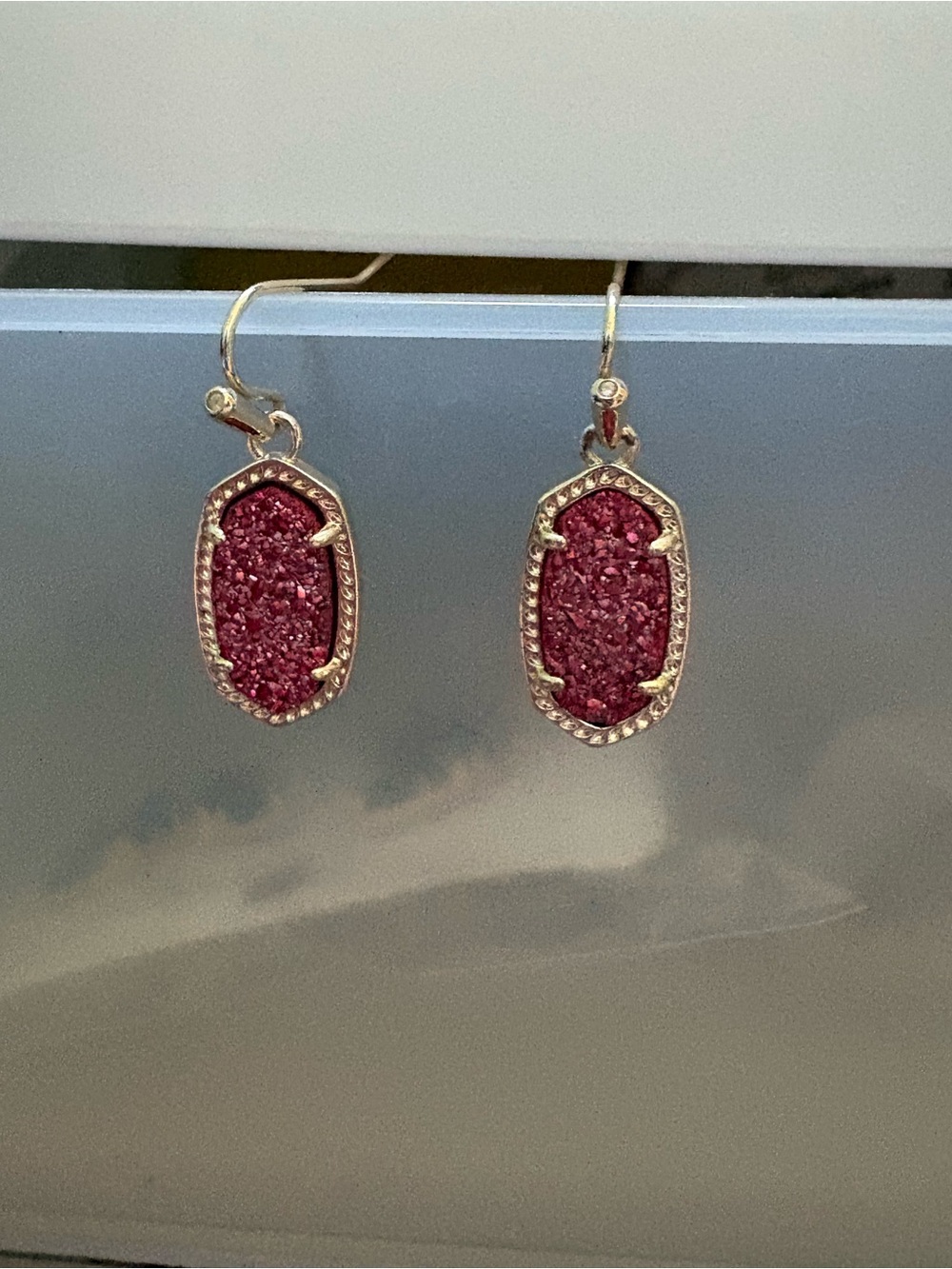 Kendra Scott Pink Druzy Gold Drop Earrings